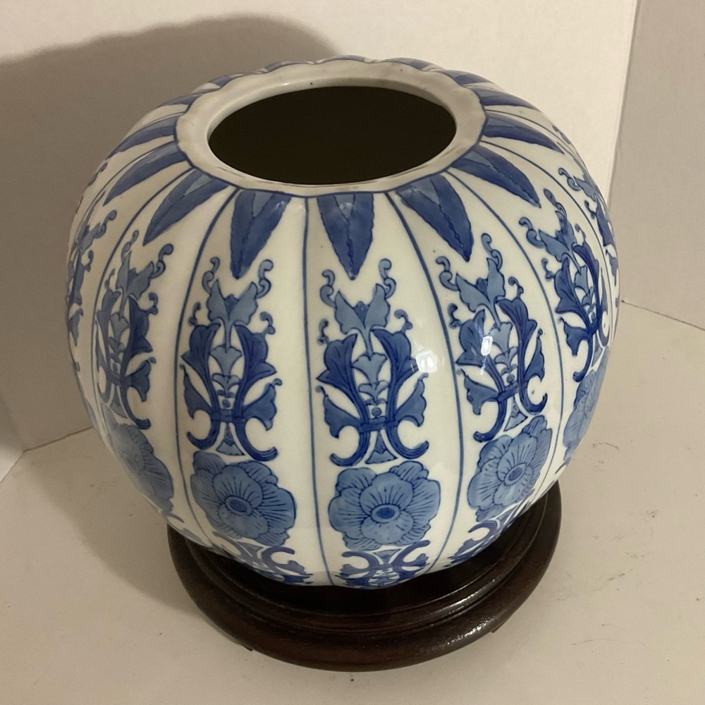 Blue and White Floral Ceramic Decorative Vase